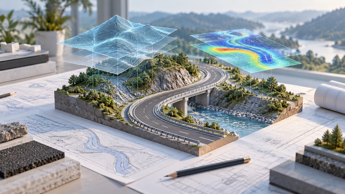 道路模型与分析图层结合的研发应用概念图